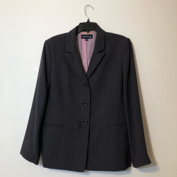 Evan Picone Suit Pinstripe Black & Pink Blazer, 16 - Picture 1 of 4